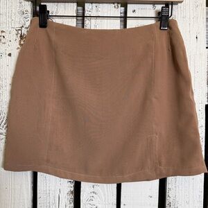 HYFVE Classic Mini Skirt Light Brown Tan Side Zip Lined Festival Flirty Coquette